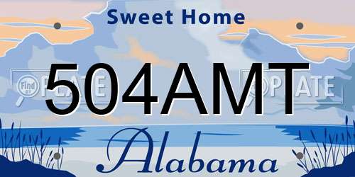 504AMT Alabama License Plate