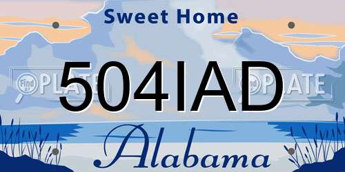 504IAD Alabama License Plate