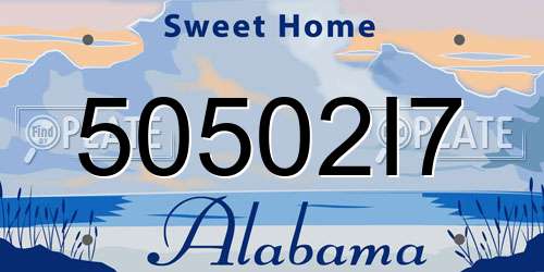 50502I7 Alabama License Plate