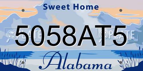5058AT5 Alabama License Plate