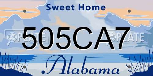 505CA7 Alabama License Plate