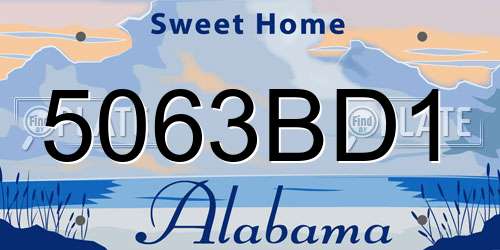 5063BD1 Alabama License Plate