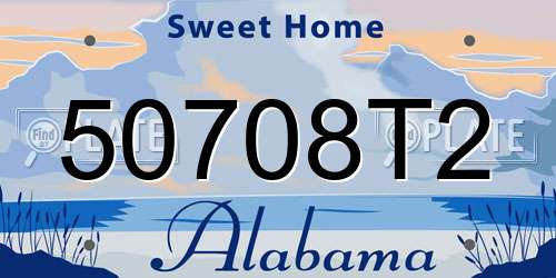 50708T2 Alabama License Plate