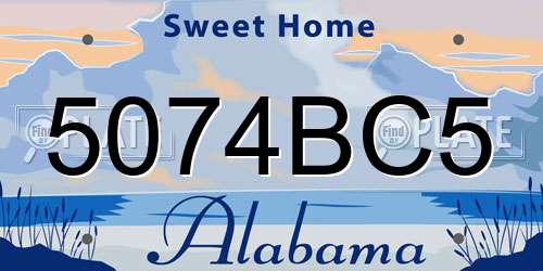 5074BC5 Alabama License Plate