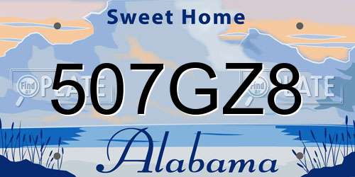 507GZ8 Alabama License Plate