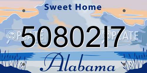 50802I7 Alabama License Plate