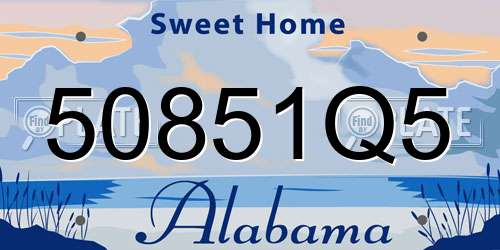 50851Q5 Alabama License Plate