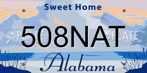 508NAT Alabama License Plate