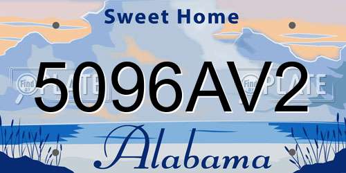 5096AV2 Alabama License Plate
