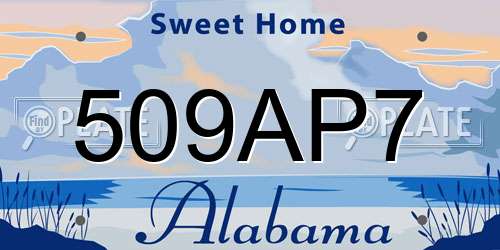 509AP7 Alabama License Plate
