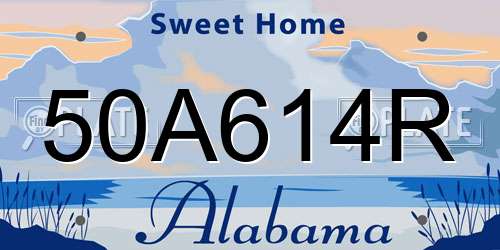 50A614R Alabama License Plate