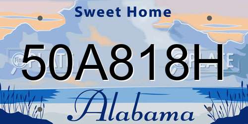50A818H Alabama License Plate
