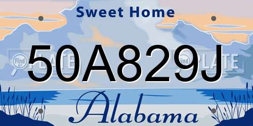 50A829J Alabama License Plate