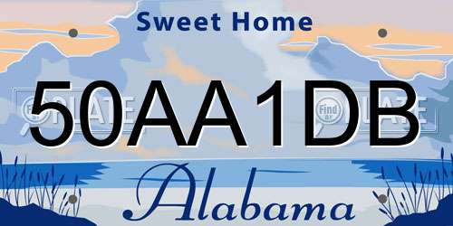 50AA1DB Alabama License Plate
