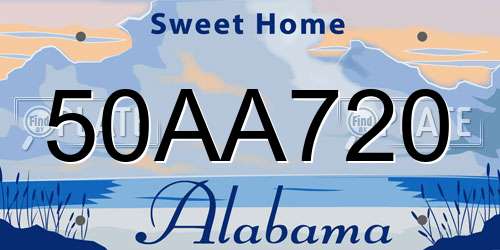 50AA720 Alabama License Plate