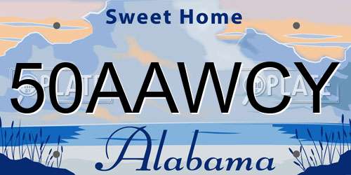 50AAWCY Alabama License Plate