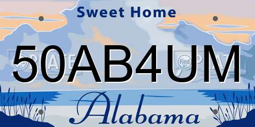 50AB4UM Alabama License Plate