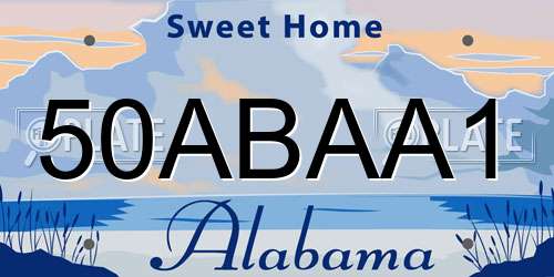 50ABAA1 Alabama License Plate