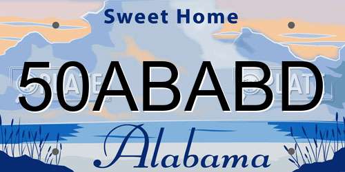 50ABABD Alabama License Plate