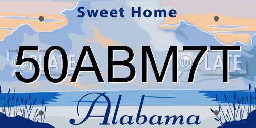 50ABM7T Alabama License Plate