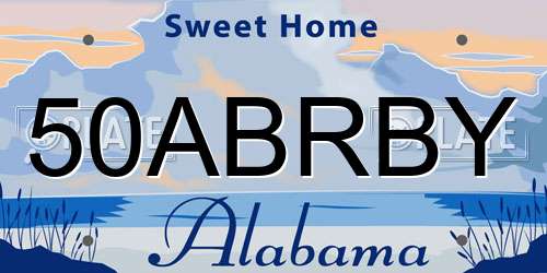 50ABRBY Alabama License Plate