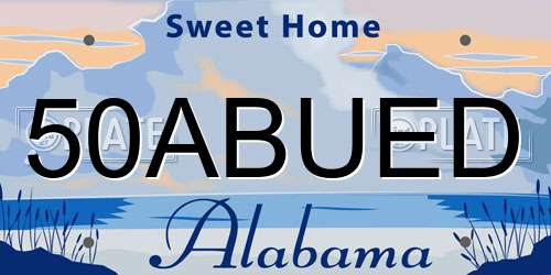 50ABUED Alabama License Plate