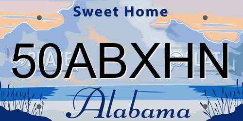 50ABXHN Alabama License Plate