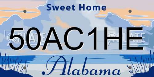50AC1HE Alabama License Plate