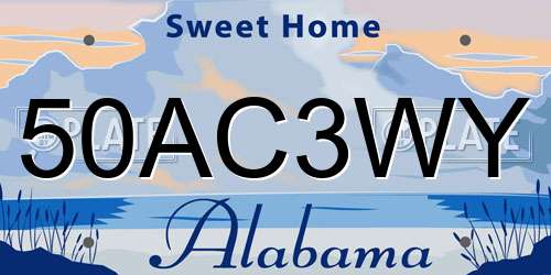 50AC3WY Alabama License Plate