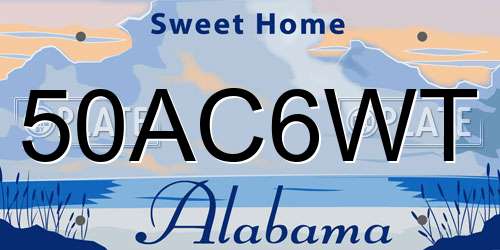 50AC6WT Alabama License Plate