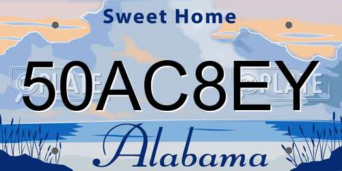 50AC8EY Alabama License Plate