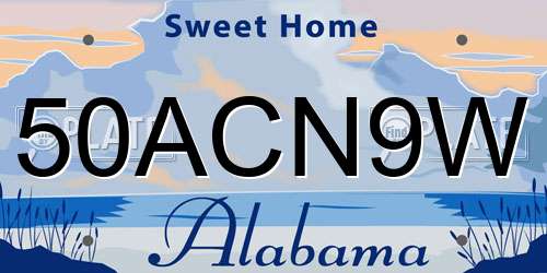 50ACN9W Alabama License Plate