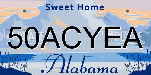 50ACYEA Alabama License Plate