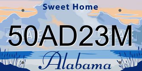 50AD23M Alabama License Plate