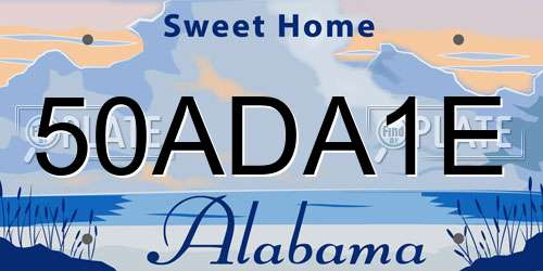 50ADA1E Alabama License Plate