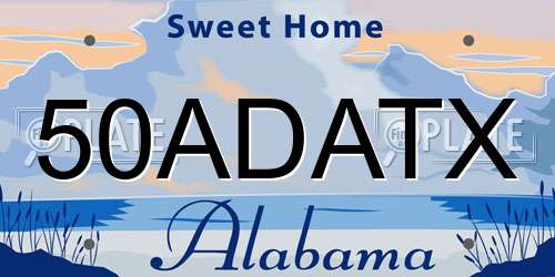 50ADATX Alabama License Plate