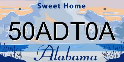 50ADT0A Alabama License Plate