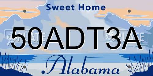 50ADT3A Alabama License Plate