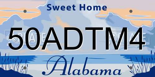 50ADTM4 Alabama License Plate