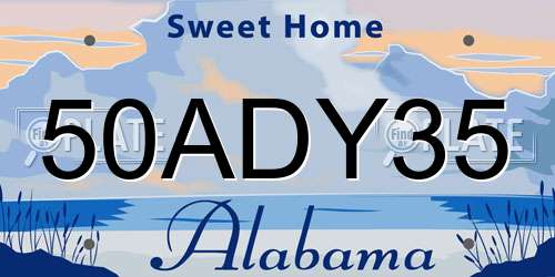 50ADY35 Alabama License Plate
