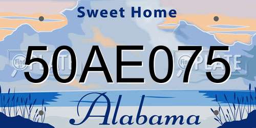 50AE075 Alabama License Plate