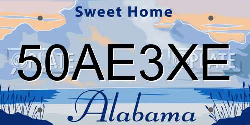 50AE3XE Alabama License Plate