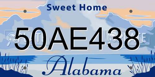 50AE438 Alabama License Plate