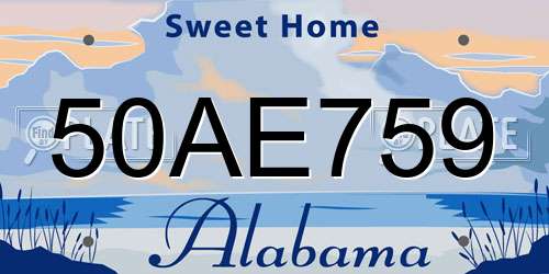 50AE759 Alabama License Plate