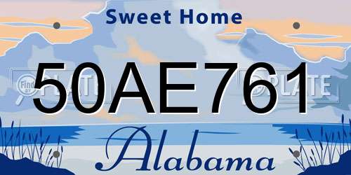 50AE761 Alabama License Plate