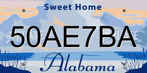 50AE7BA Alabama License Plate