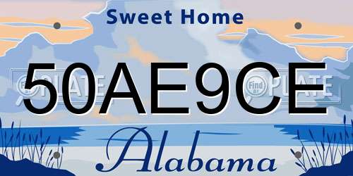 50AE9CE Alabama License Plate