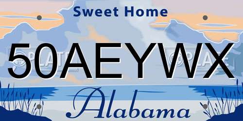 50AEYWX Alabama License Plate