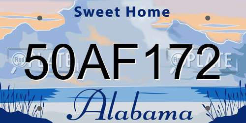 50AF172 Alabama License Plate