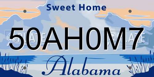 50AH0M7 Alabama License Plate